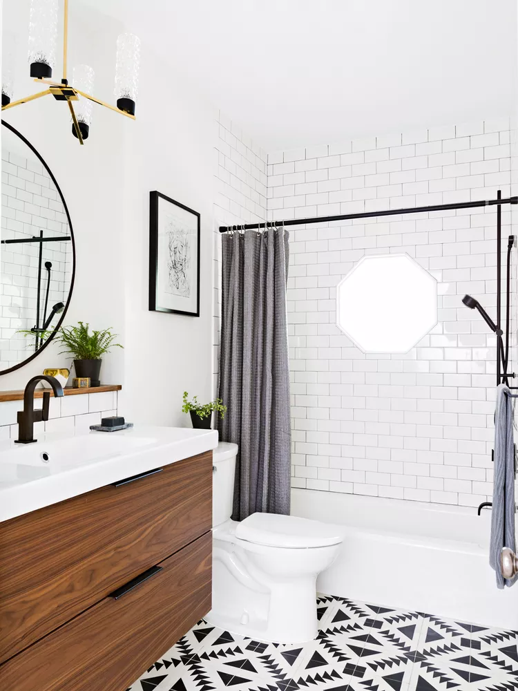 After: Modern Black-and-White Bath